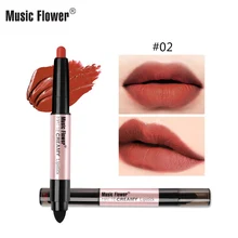 Натуральная Music Flower матовый кремовая помада с губкой Гламурные 12 долговечные цвета легко Цвет воды-доказательство для Для женщин