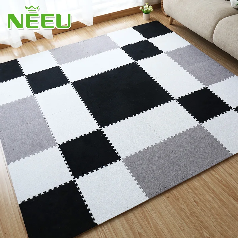 30X30X0.8cm EVA пенопластовый короткий меховой плюшевый коврик детский игровой 9 шт.
