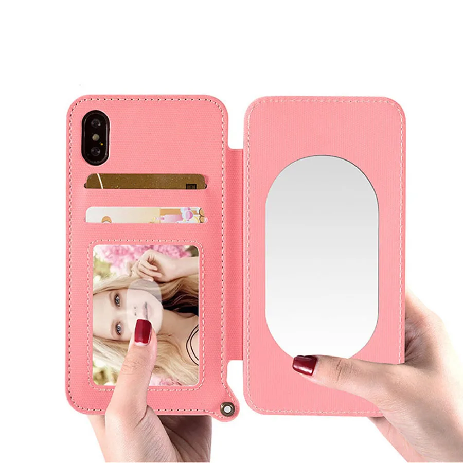 Mirror Phone Case for iPhone X Women Girls Make Up Mirror Case for iPhone X 6 S 7 8 Plus Shockproof Protective Case Stand Cover (22)