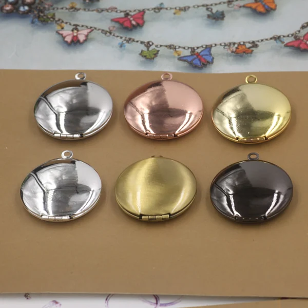 

36*31mm 7Color Rouge box Round Photo Frame Locket Box,Bronze/Gold/Silver/Black Pendant,DIY Vintage European Craft Jewelry