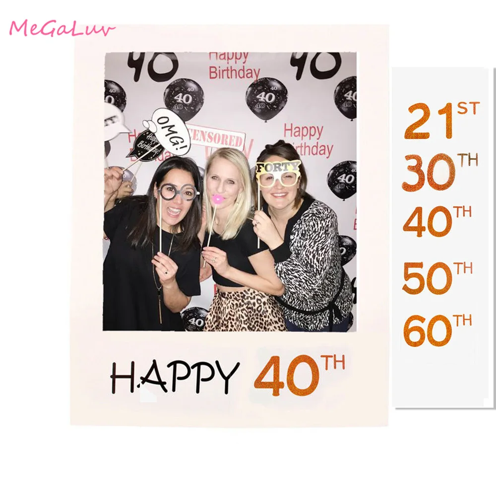 

40th Photo Booth Frame Props 21th 30th 50th 60th Year PhotoBooth Props Anniversary Birthday Party Decorations Adult