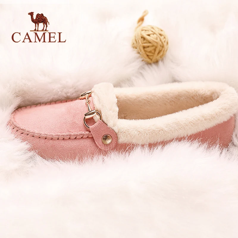 CAMEL/зимние женские тонкие туфли женская короткая плюшевая меховая обувь на