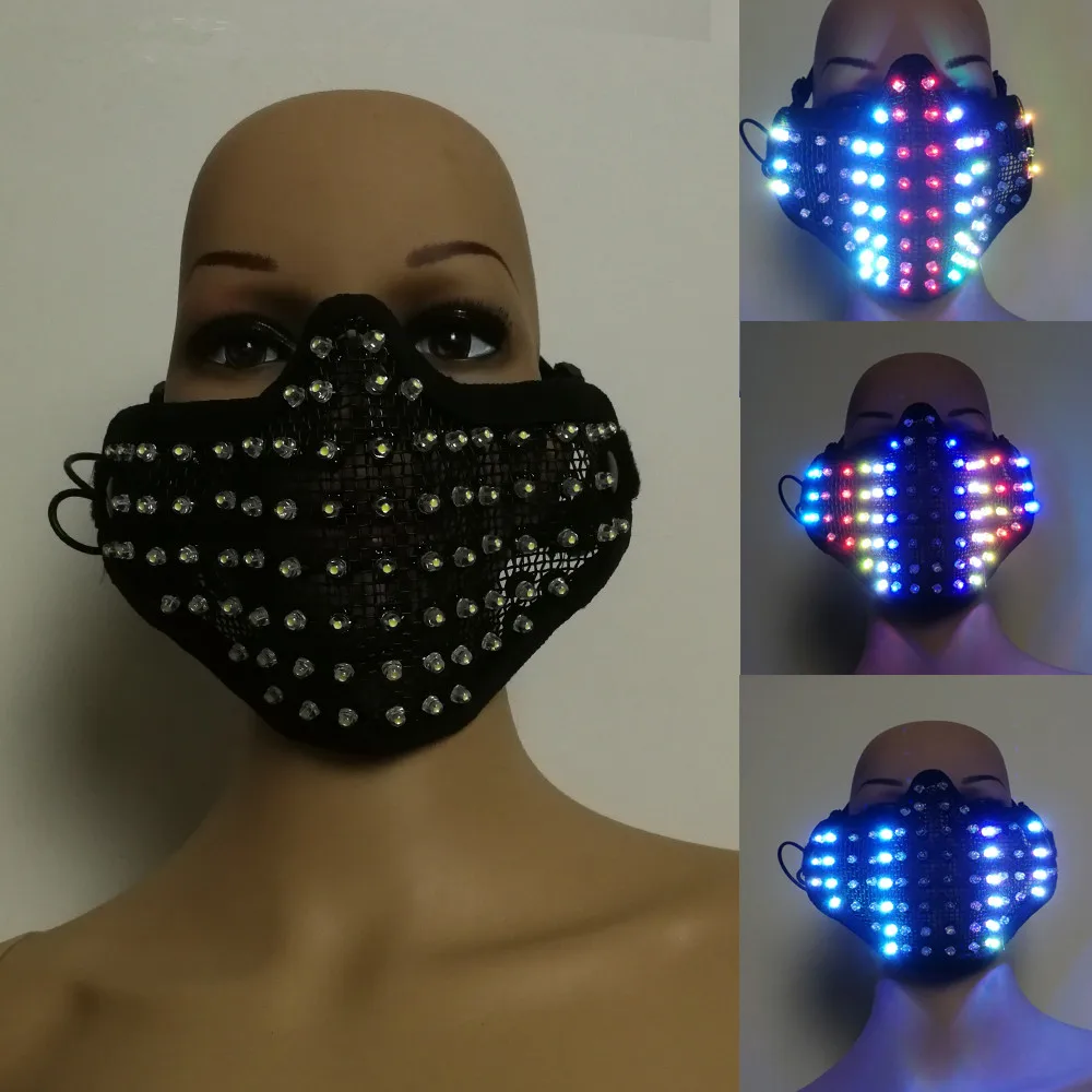 

Free shipping Colorful LED Masks Hero Face Guard PVC Masquerade Party Halloween Birthday LED Masks