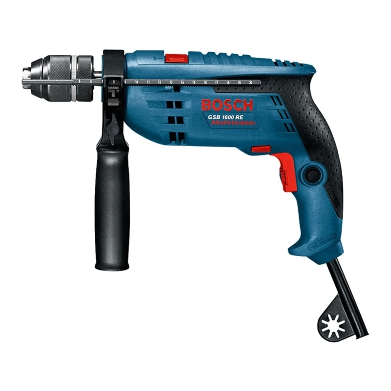 Дрель ударная Bosch GSB 1600 RE (Мощность 701 Вт, 26270 уд/мин, реверс, скорость 3000 об/мин, диаметр патрона 1.5-13 мм)