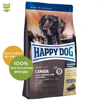 

Happy Dog Supreme Sensible Canada food for adult dogs of all breeds, Salmon, rabbit, lamb, 12.5 kg.