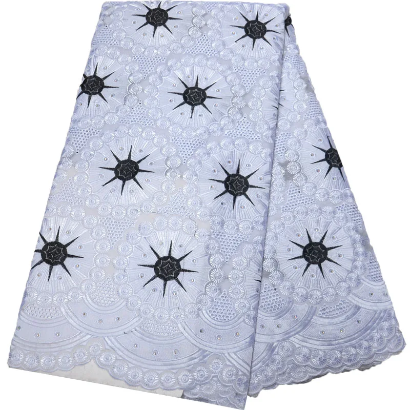 

African Voile Lace Fabric 2018 High Quality Lace Swiss Voile lace In Switzerland Cotton White Dresses For Women JJ70-2