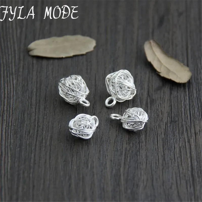 Fyla Mode серебряные вязаные Подвески 925 античные тайские тон мяч тканая сетка Шарм