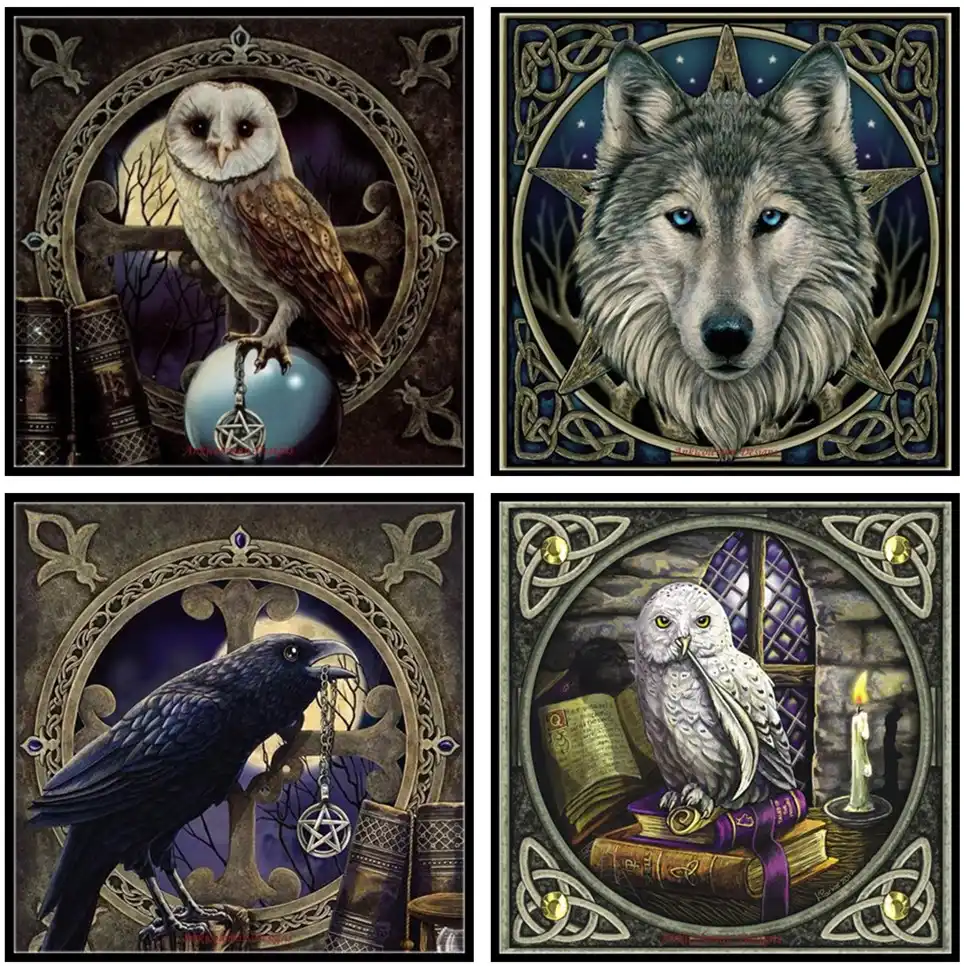 カウントクロスステッチキット針仕事刺繍 14 Ct 相田 Dmc カラー Diy 芸術手作り家の装飾オオカミフクロウカラスドラゴン Package Aliexpress