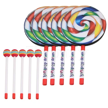 

Yibuy 5PCS 7.9 Inch Lollipop Shape Drum Percussion Education Toys for Kids