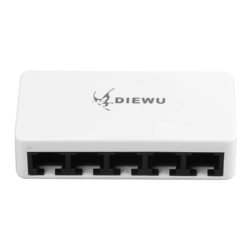 DIEWU 10/100 Мбит/с 5 портов Блок питания Micro USB Fast Ethernet LAN RJ45 сетевой коммутатор концентратор Поддержка power Bank ноутбук мобильный телефон