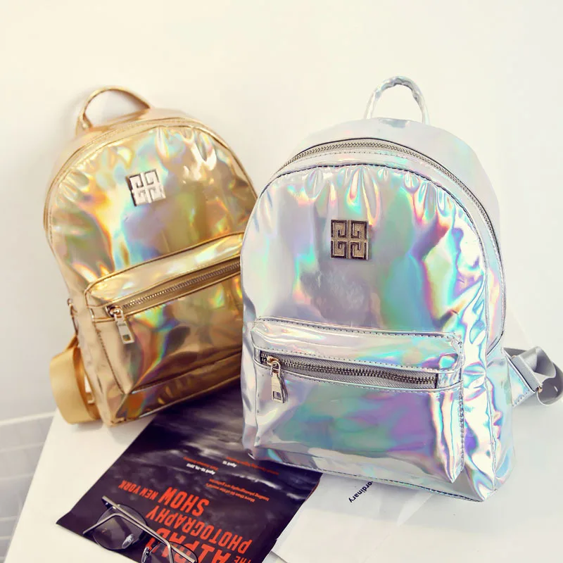 

2018 Jelly Pack Lady Backpack Female Student Cute Personality Backpack Waterproof Shoulder Bag Designer Laser Shiny Backpack