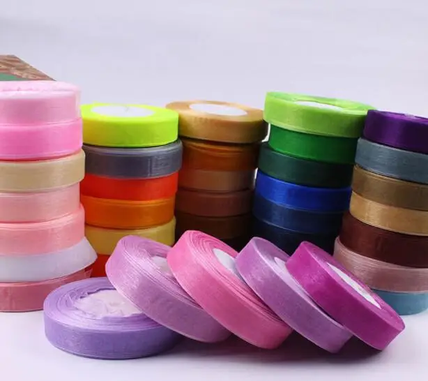 

500 Yards Wholesale Organza Ribbon Wholesale Gift Wrapping Decoration Christmas Ribbons Organza Ribbon Bow Lace Decoration 10mm