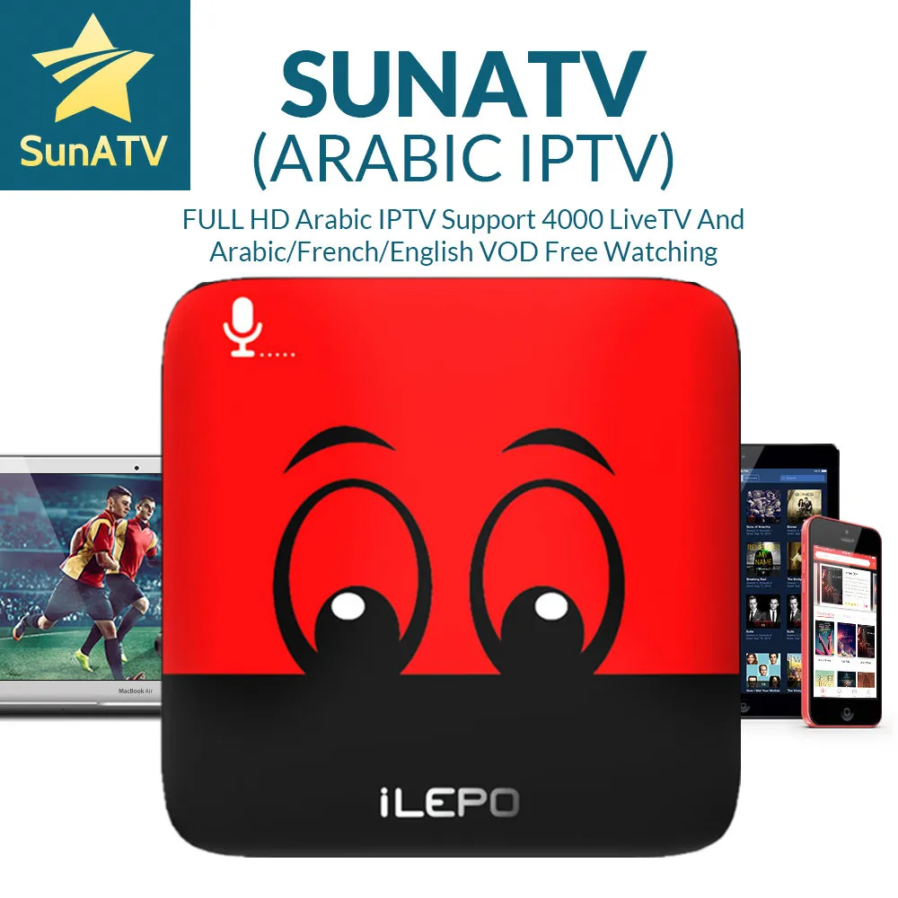 1 год iLEPO Google Voice Управление Android IPTV Бесплатная SUNATV IPTV 4000 Каналы настроен Франции арабских голландский Швеции США Канада