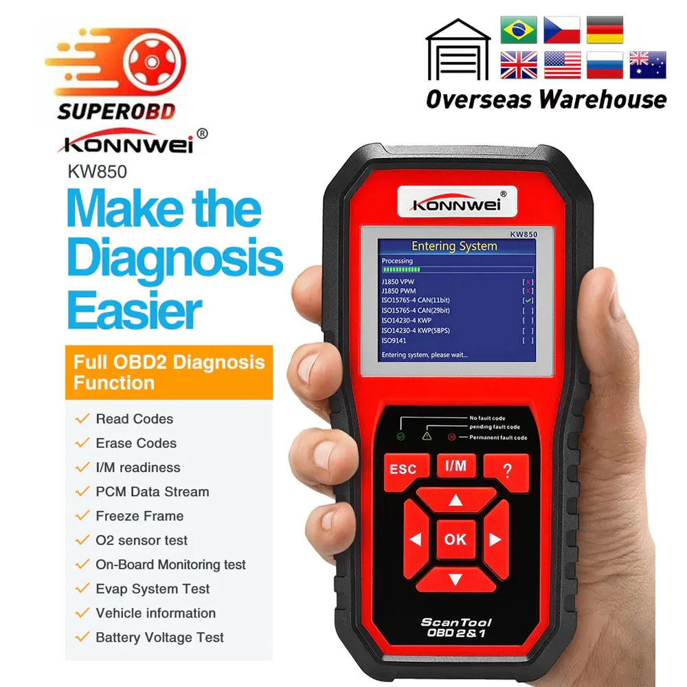 KONNWEI KW 850 Full OBD2 Car Diagnostics Tool kw850 OBDII Auto Scanner