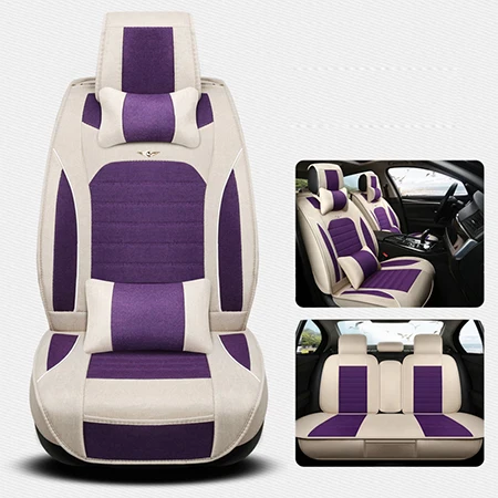 Передние+ задние) роскошные льняные универсальные автомобильные чехлы на сиденья для Honda accord 7 8 9 civic CRV CR-V fit vezel jazz аксессуары - Название цвета: Purple Luxury
