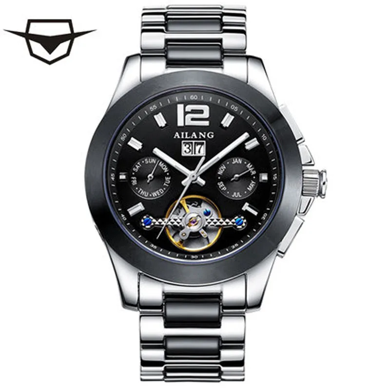 

AILANG luxury brand Brand Watch Men Watch Moonphase Automatic Mechanical Stainless Steel Sapphire water proof Alarm Clock Male