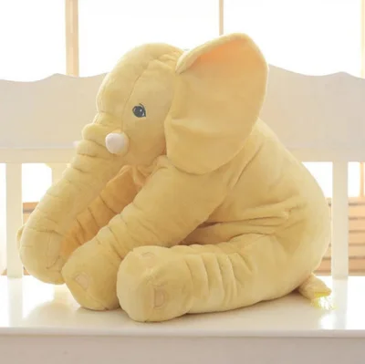 Dropshipping 40/60cm Appease Elephant Pillow Soft Sleeping Stuffed Animals Plush Toys Baby Playmate gifts for Children - Color: 40cm yellow