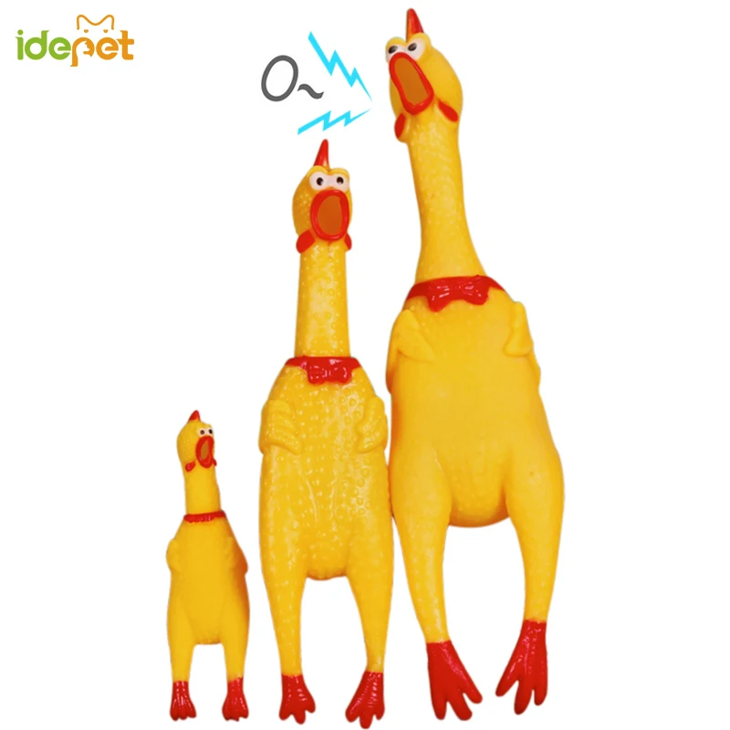 Novelty Yellow Rubber Chicken Pet Dog Toy Novelty Squawking Screaming