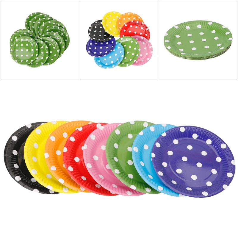 

10Pcs Disposable Round Paper Plates Dishes Birthday Wedding Party Tableware