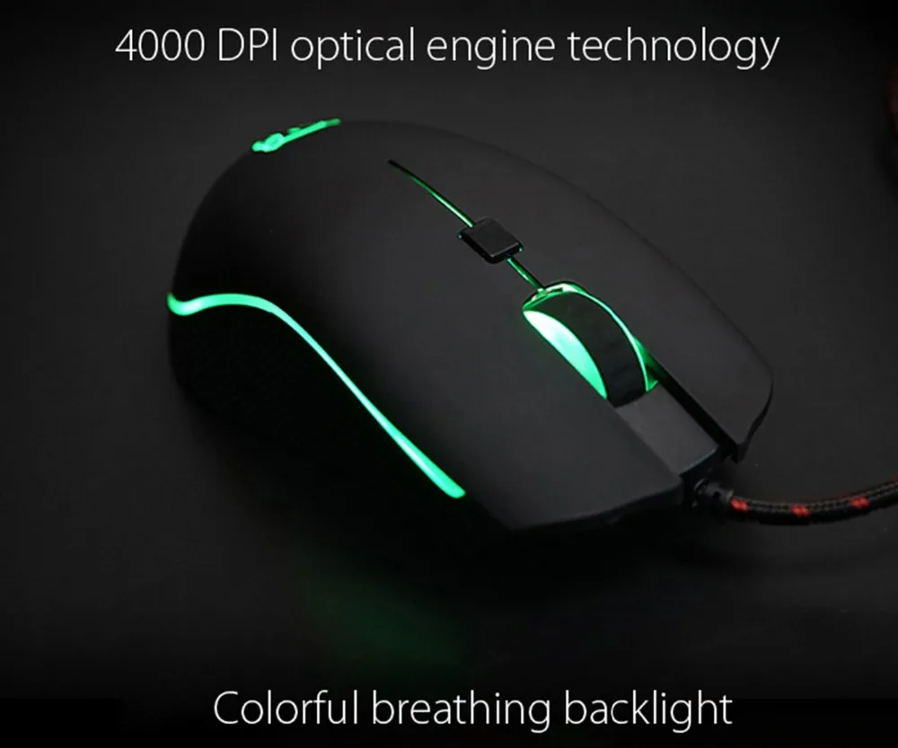 Motospeed V40 Проводная игровая мышь USB 6 кнопочная оптическая RGB светодиодный Подсветка мышь геймер 4000 dpi для ПК ноутбук Настольный компьютер игра