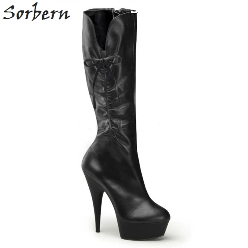 Sorbern Haute Genou 2019 13 Élégant Chaussons Chaussures Bottes Fétiche À rouge Goth blanc Blanc Dames Cm Pour Talons Hauts Femmes Black wxwrEqtAg