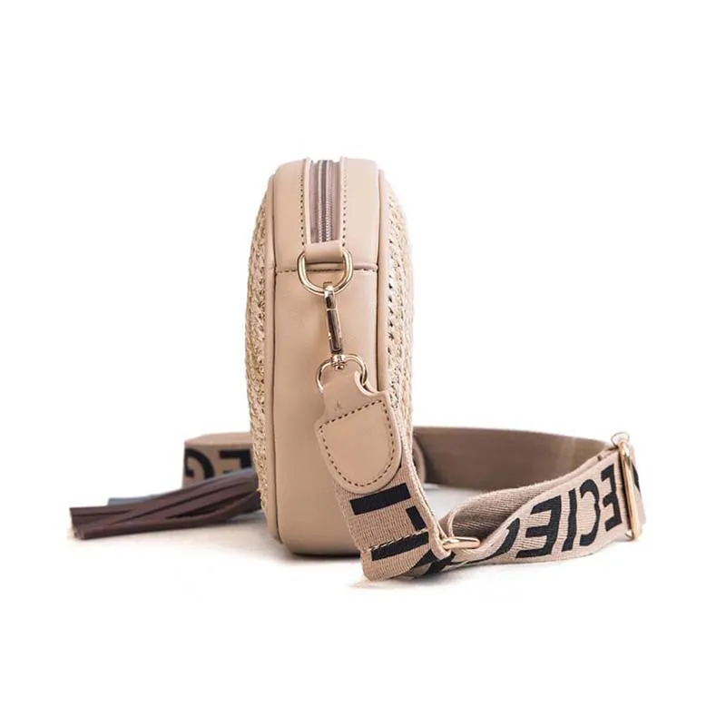 Women Travel Tassel Straw Bag INS Popular Summer Female Handbag Casual Lady Circle Shoulder Bag Pineapple Weave Crossbody SS3231 (14)