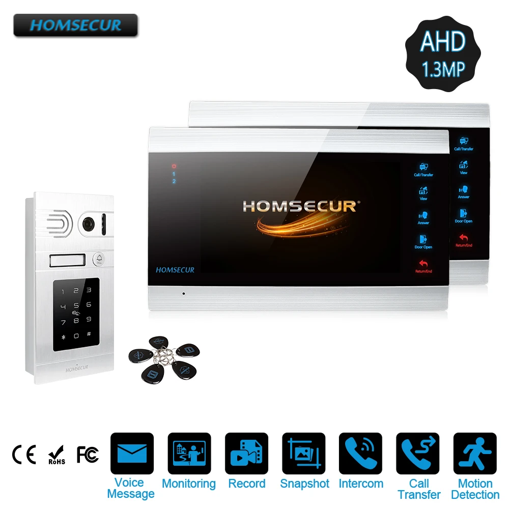 HOMSECUR 1C2M 7\ Wired AHD1.3MP Video Door Entry Security Intercom with Password Access, Call Transfer (BC071HD-S+BM705HD-B) HOMSECUR 1C2M 7\ Wired AHD1.3MP Video Door Entry Security Intercom with Password Access, Call Transfer (BC071HD-S+BM705HD-B)