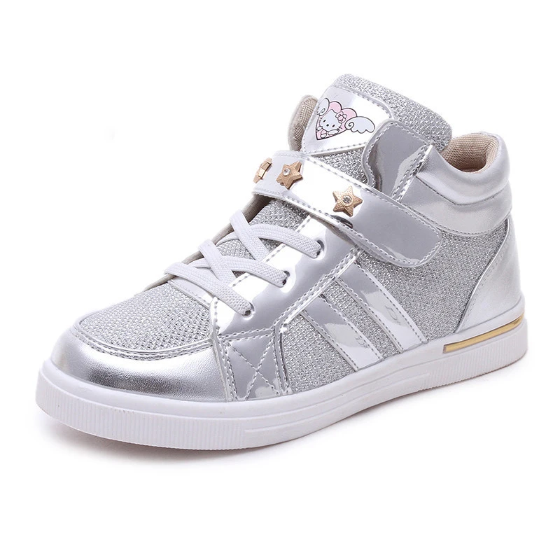 

Children Sneakers Girls Shoes Casual Boots 2017 Kids Running Shoes for Girls Cute Cat Girls Designer Shoes Gold Silver Pink