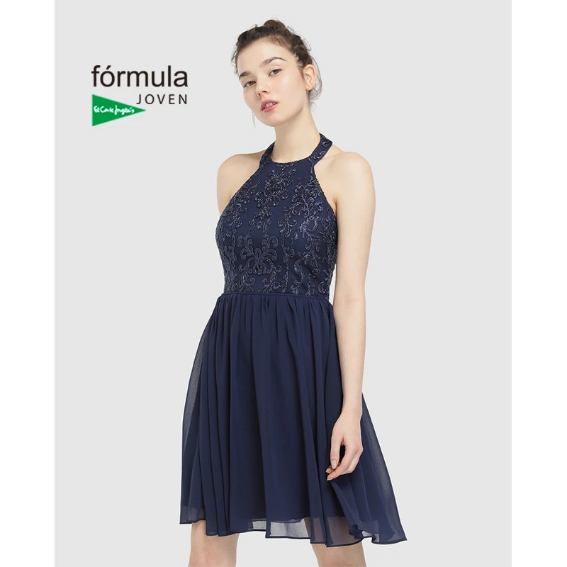Formula Joven Dress with Embroidery and Halter Neckline Smooth Skirt Zip  Closure Green Summer Spring Fashion 2019|Dresses| - AliExpress