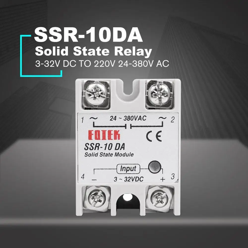 

Solid State Relay DC-AC 10A 25A 40A 60A 80A 100A 12V 3-32V DC TO 220V 24-380V AC Load Single Phase SSR for Temperature Control