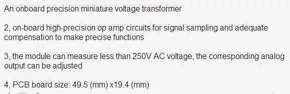 Для ZMPT101B модуль трансформатора напряжения однофазный AC активный выходной модуль датчика напряжения 49,5*19,4 мм