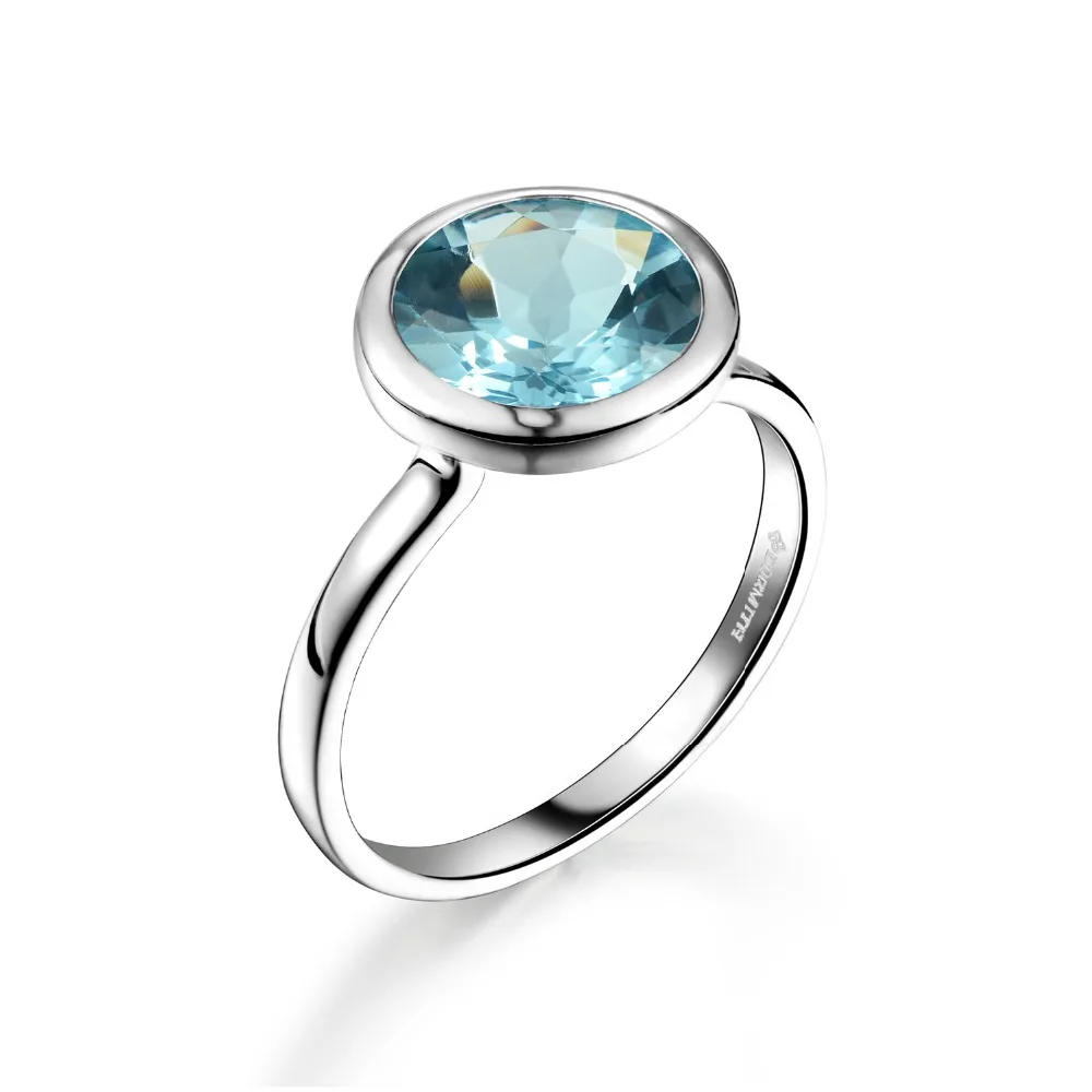 DORMITH Настоящее серебро 925 пробы кольцо 3,4 карат 9 мм x 9 мм натуральный голубой топаз драгоценный камень кольца для женщин ювелирные изделия Размер 7#8