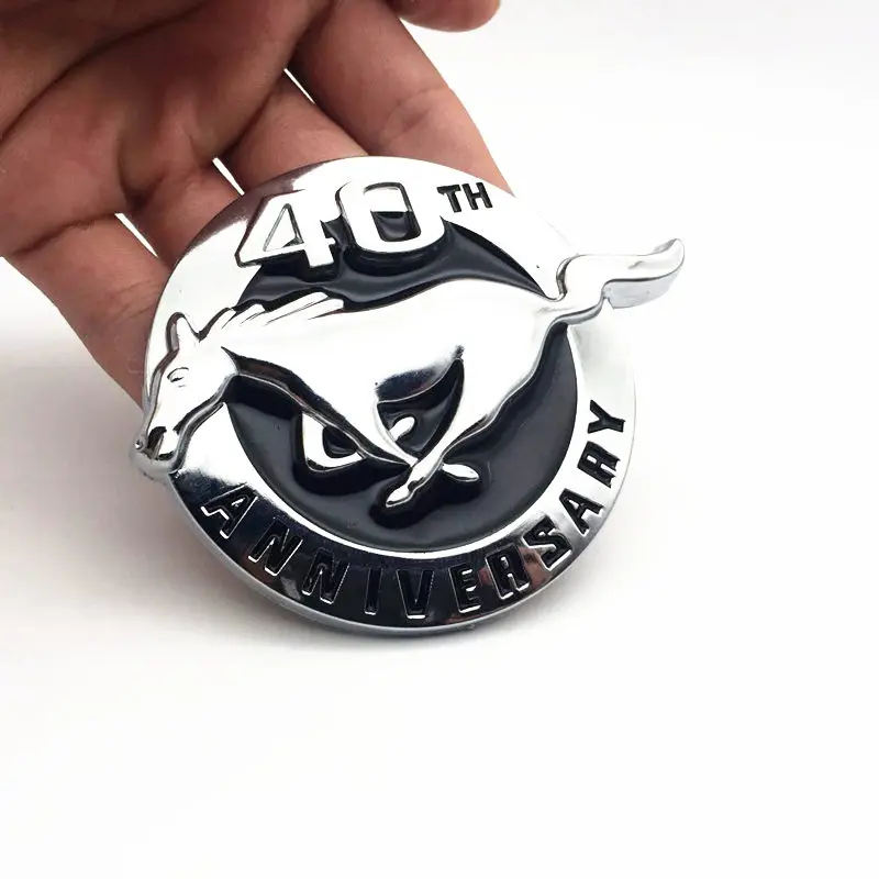 

FDIK 40th Year Anniversary FOR Mustang Running Horse car emblem Side Badge rear Trunk stickers Auto accessories FOR Ford
