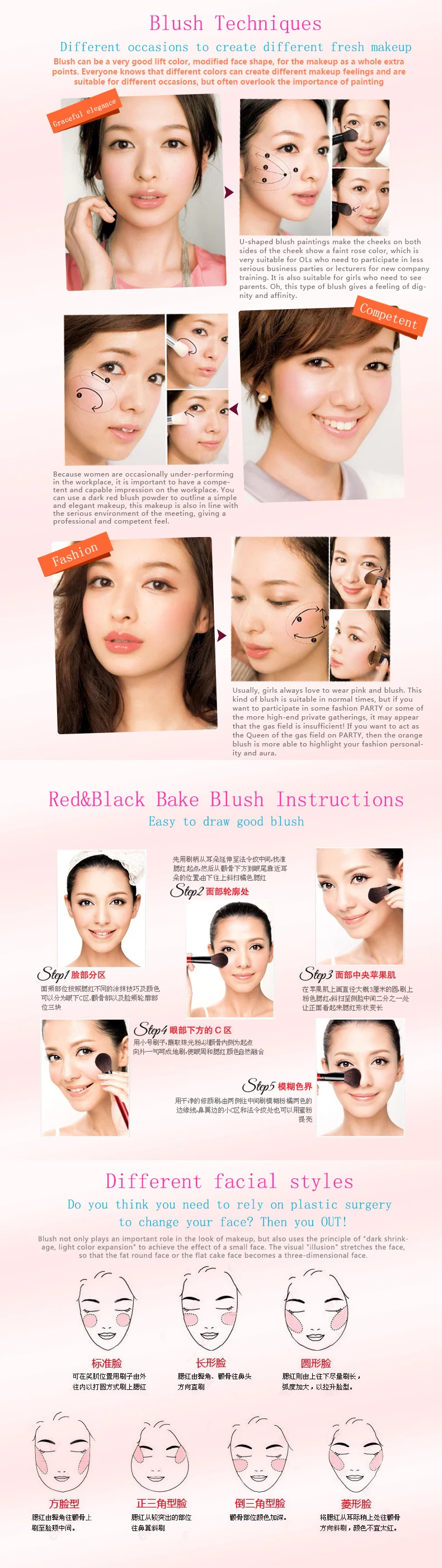 IMAGIC Makeup Cheek Blush Powder 8 Color blusher different color Powder pressed Foundation Face Makeup Blusher