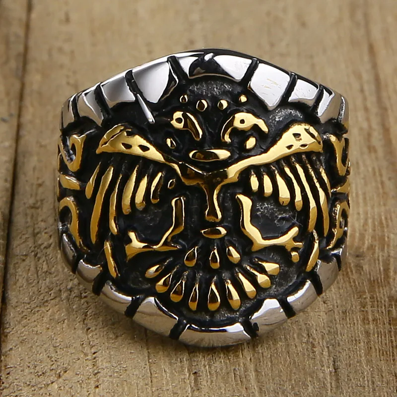 Valily Gold Eagle Кольцо Панк Винтаж нержавеющая сталь крутое кольцо байкера для мужчин ювелирные изделия Рождественский подарок