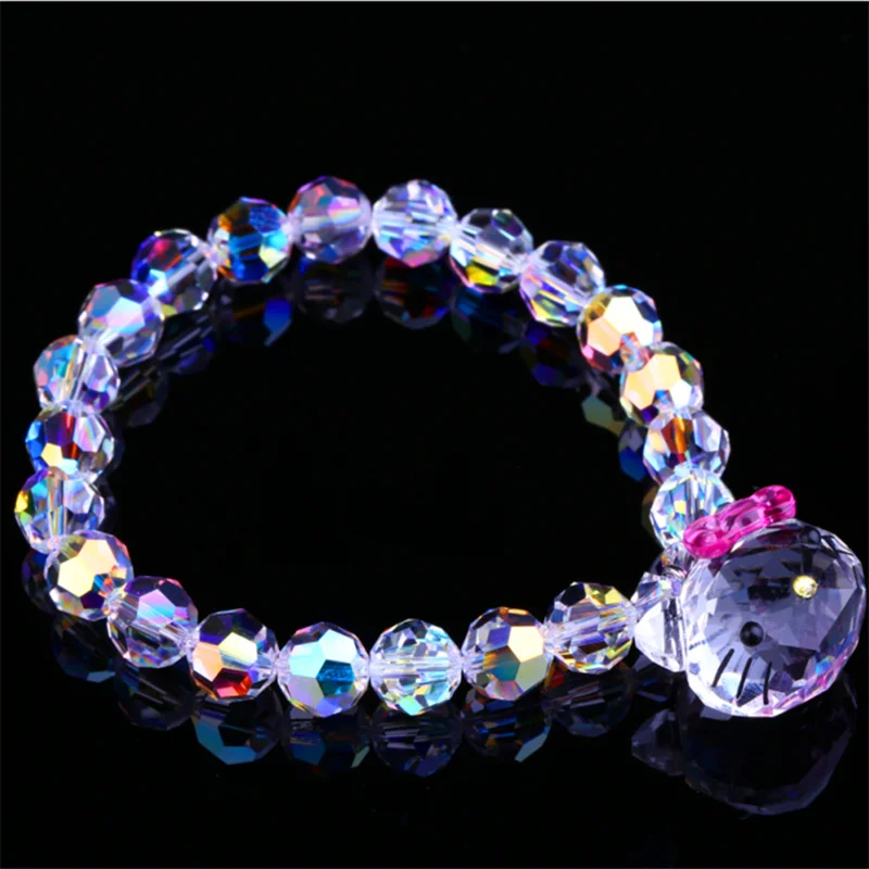 Handmade Fine Crystal Beads Bracelets Elastic Rope Charm Bracelets Jewelry For Women Birthday Gifts For Girls