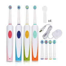 AZDENT электрическая вращающаяся зубная щетка перезаряжаемые зубные щетки с 4 шт. сменные головки ЕС Plug осциллирующая зубная щетка для взрослых