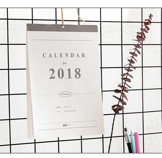wall calendar 2017 2018 hand painted schedule diy simple notepad office supplies calendary memorandum mou