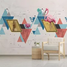 Custom 3d wallpaper mural personality geometric flamingo living room bedroom wall - high-grade waterproof material Custom 3d wallpaper mural personality geometric flamingo living room bedroom wall - high-grade waterproof material