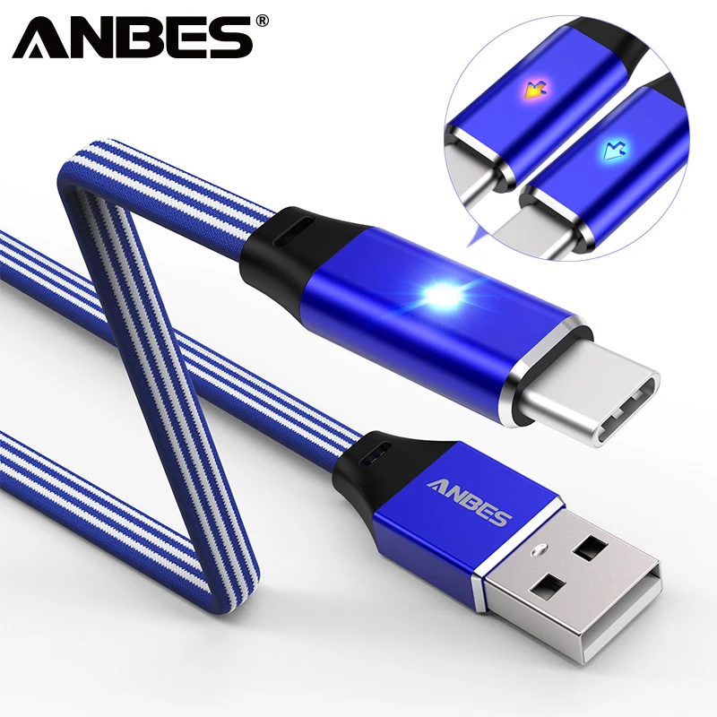 

ANBES Micro USB Type C Cable USB C Fast Data Charging Cable With Light For Samsung Huawei Xiaomi Andriod Mobile Phone Cables
