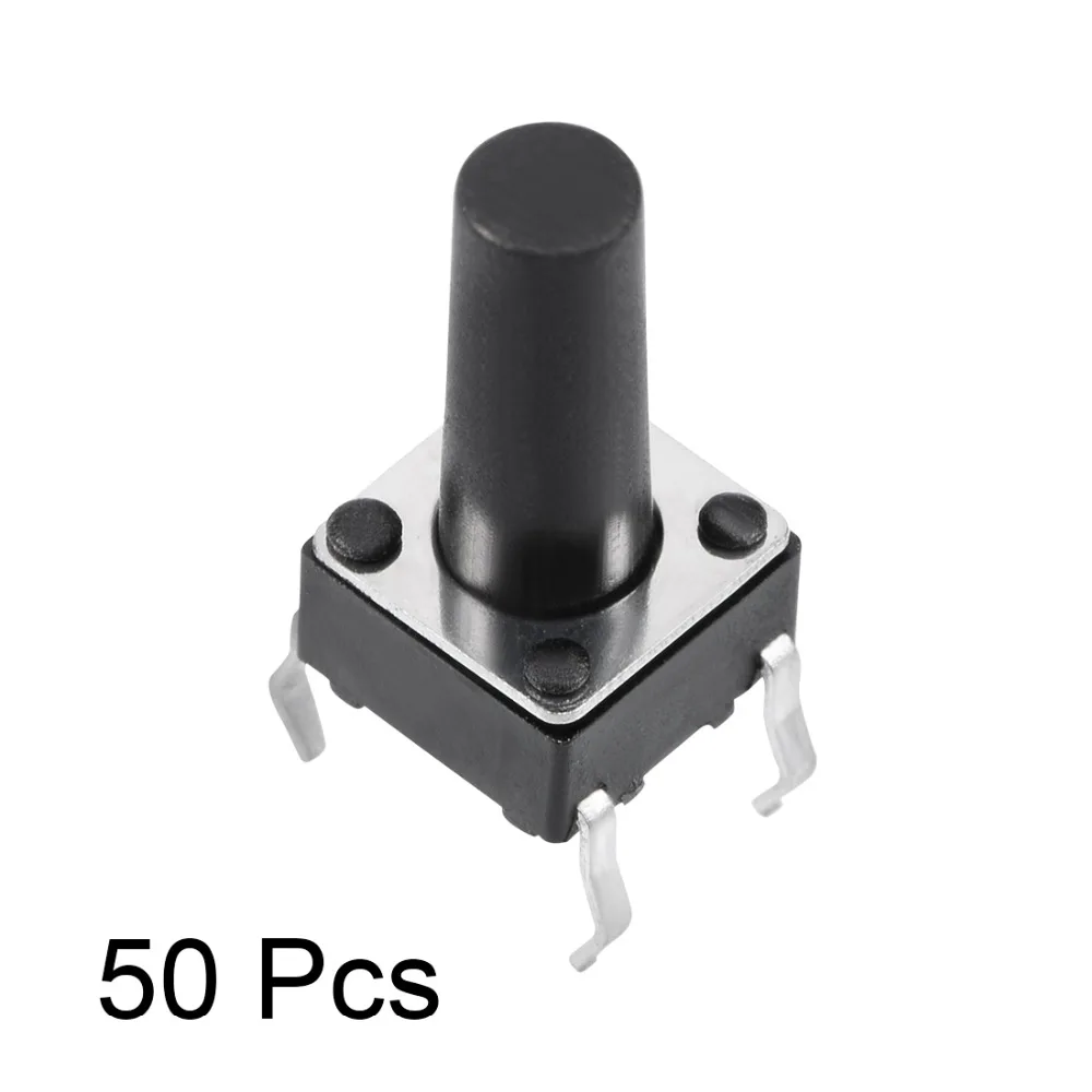 

UXCELL 6x6x12mm 50PCS Panel Mini/Micro/Small PCB Momentary Tactile Tact Push Button Switch DIP For Household Appliances Etc.