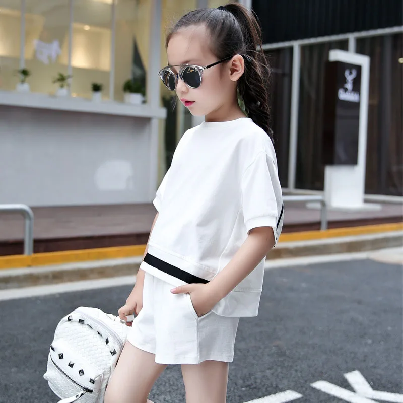 Suitable for girls set loose sports suit girls clothing summer T shirt