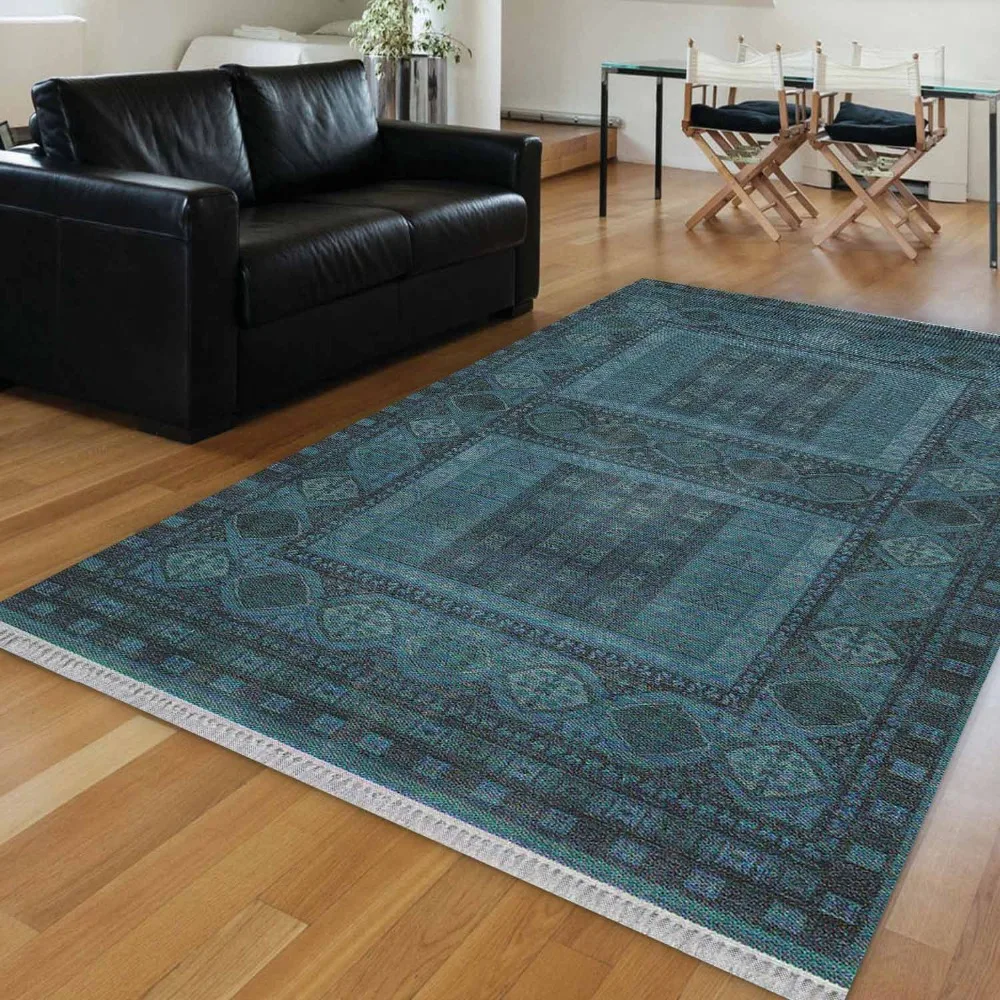 Else темно-синий этнический винтажный турецкий, османский дизайн 3d принт Противоскользящий килим моющийся декоративный ковер для килим в богемном стиле