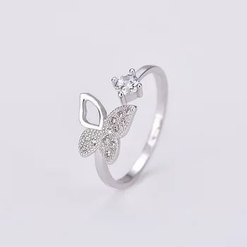 

Buyee 925 Silver Simple Fashion Rings Women Vivid Butterfly Pattern and Shiny Small Zircon Rings for Women Party Wedding Jewelry