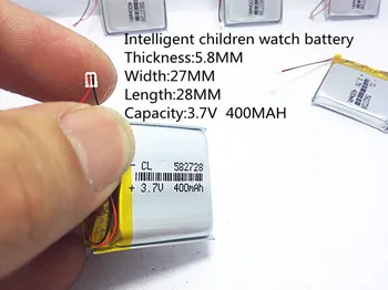 

582728 3.7V 400mAh Rechargeable li-Polymer Li-ion Battery For Q50 G700S K92 G36 Y3 Children's smart watches mp3 582828 602828