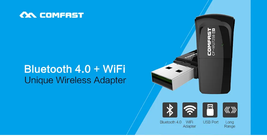 Comfast Bluetooth 4,0 150 Мбит/с беспроводной Mini-USB Wi-Fi адаптер сетевой адаптер Wi-Fi Поддержка Window2000/XP/Vista/WIN7 CF-WU725B