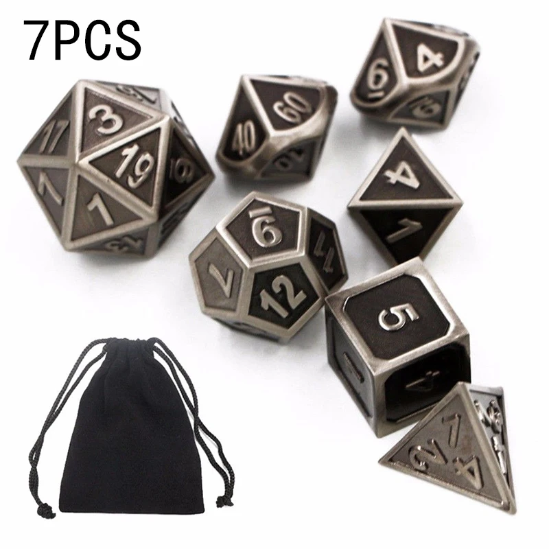 

7pcs Set Metal Polyhedral Dices DND RPG MTG Role Playing Game Tools
