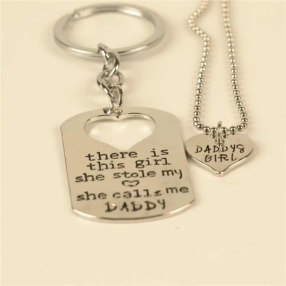 

New Hot There is this girl she Stole my heart she calls me DADDY DAUGHTER Dog Tag Heart Pendant Necklace Father's Gift Jewelry