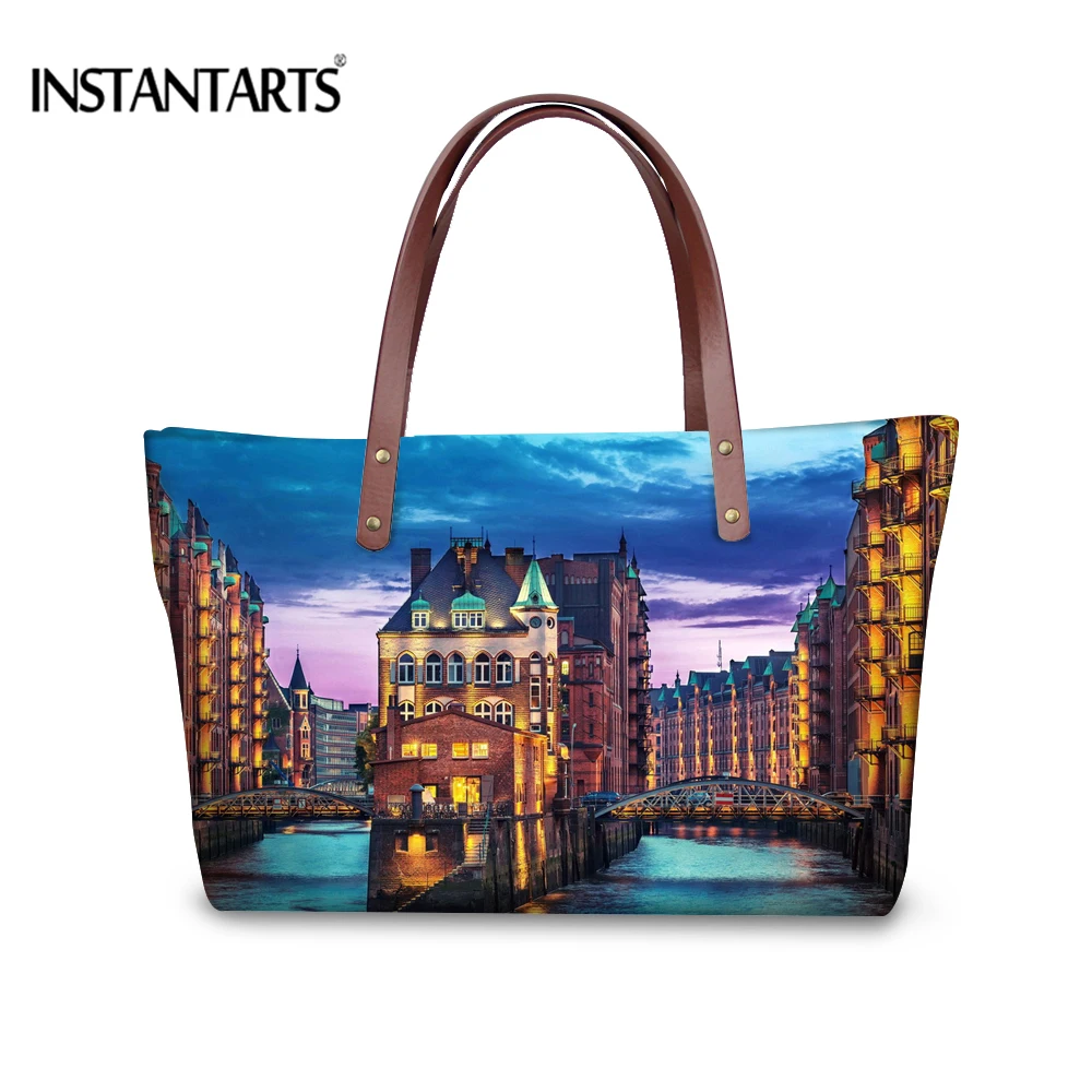 Instantarts النفط اللوحة الطباعة سعة كبيرة حقائب الكتف السيدات الأعلى مقبض حقيبة تسوق عالية الجودة ماركة مصمم حقائب Instantarts النفط اللوحة الطباعة سعة كبيرة حقائب الكتف السيدات الأعلى مقبض حقيبة تسوق عالية الجودة ماركة مصمم حقائب