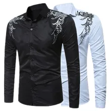 Новая коллекция модных осенних свитеров Для мужчин одежда приталенная Мужская рубашка с длинными рукавами с принтом Повседневные платья Для мужчин рубашки социальных размера плюс M-3XL